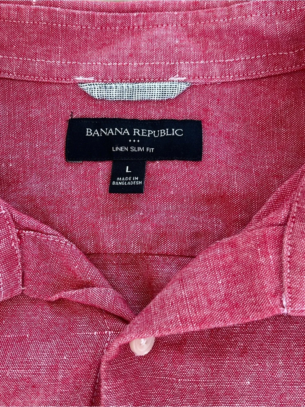 Banana Republic Linen Button Down Shirt Long Sleeve Pink Red Mens large